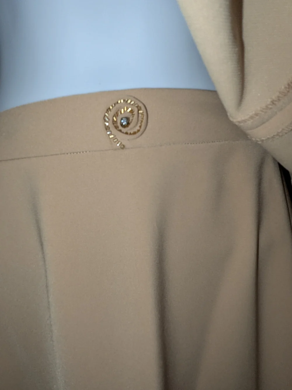 Elegant Beige Women's 3pc Skirt Suit with Embellished Trim